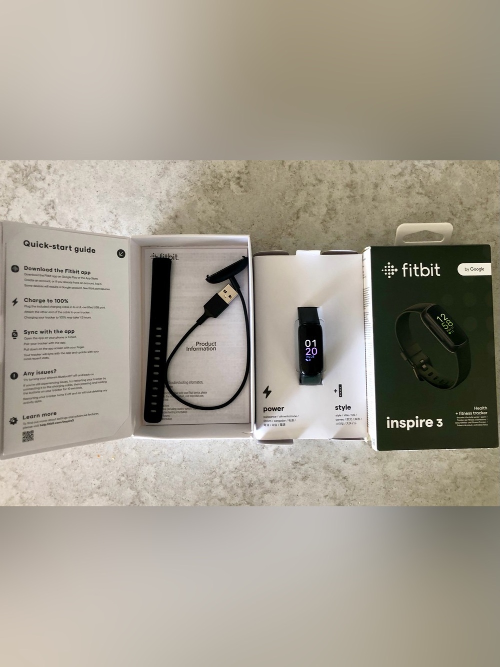 Fitbit inspire 3 Smart Tracker in Black with 2 Band sizes